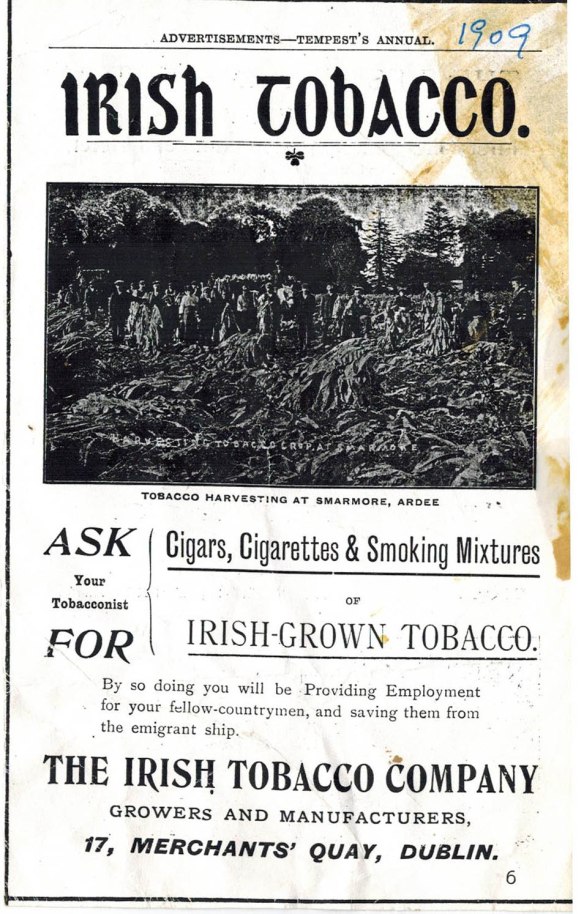 Buy Irish tobacco! Advert from Temple's Annual. Courtesy of Gerry Caraher. 